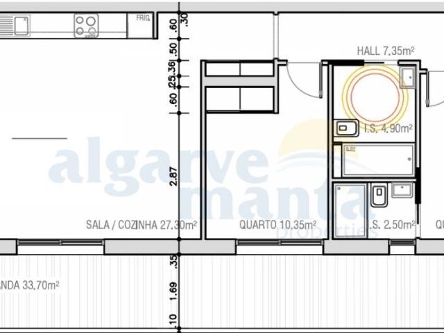 Nova construção Apartamento T2 sito no 1º andar de um edif. 63m² Monte Gordo