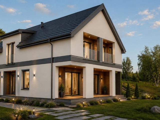 Nowoczesny dom w Hermanowej, 154 m², stan surowy