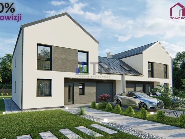 Nowoczesny dom bliźniaczy 152 m² z garażem i dużą działką
