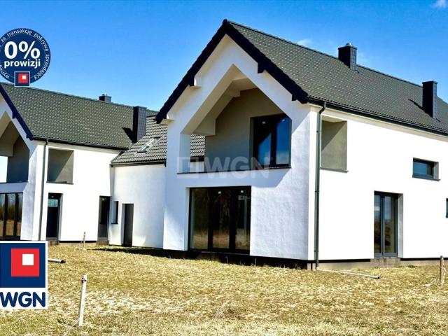 Nowoczesny dom bliźniaczy 165 m2 stan surowy zamknięty