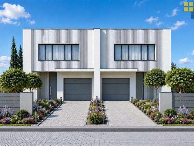 Nowoczesny dom bliźniak 120 m2 z dużym tarasem