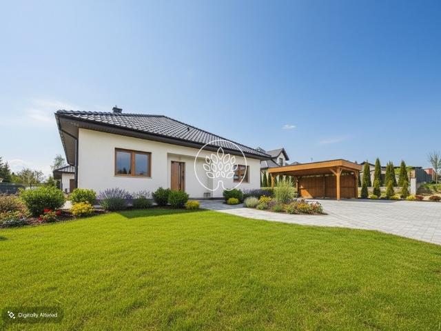Nowoczesny dom parterowy 106 m² z ogrodem i tarasem