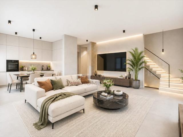 Nowoczesny dom szeregowy z garażem i ogrodem, 113 m², energooszczędny