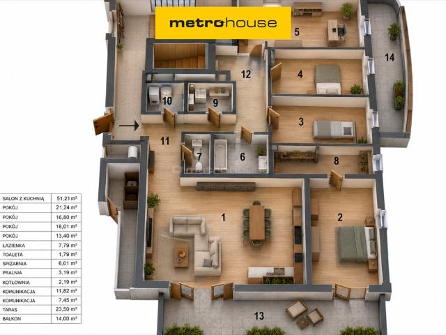 Nowoczesny 5 pokojowy apartament z balkonami i garażem
