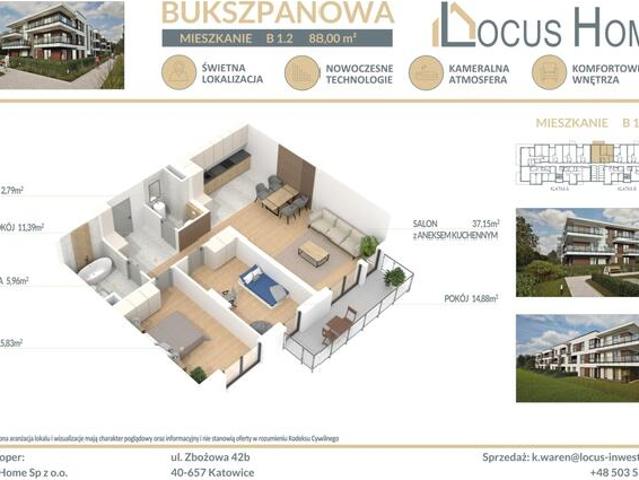 Nowoczesne mieszkanie 3 pokojowe z balkonem