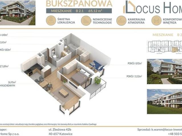 Nowoczesne mieszkanie 3 pokojowe z balkonem
