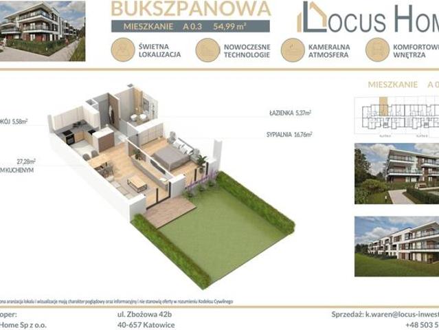 Nowoczesne mieszkanie 2 pokojowe z OGÓDKIEM