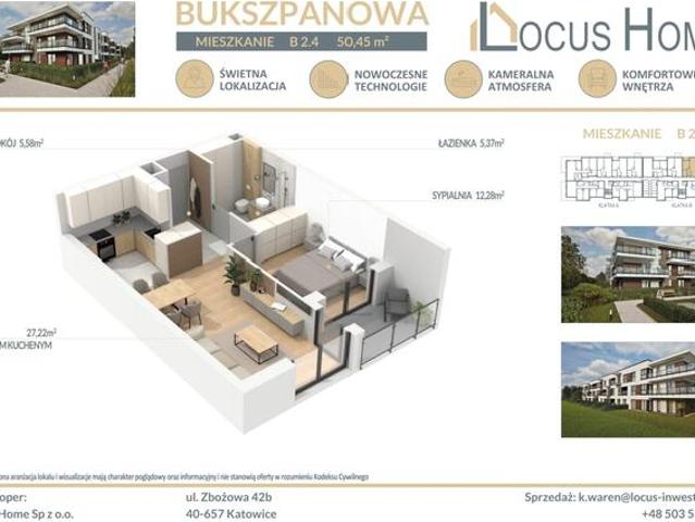 Nowoczesne mieszkanie 2 pokojowe z balkonem