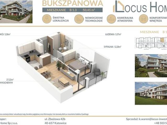 Nowoczesne mieszkanie 2 pokojowe z balkonem
