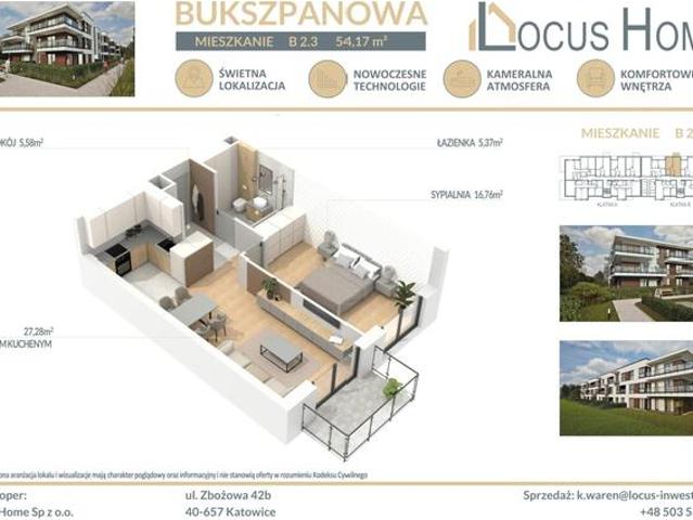 Nowoczesne mieszkanie 2 pokojowe z balkonem