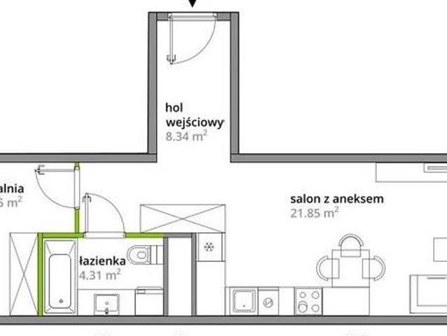 Nowoczesne 2 pokojowe mieszkanie 47 m2 blisko metra