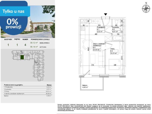 Nowoczesne 2 pokojowe mieszkanie 38 m² w Osielsku