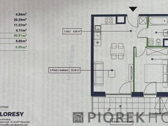 Nowoczesne 2 pokojowe mieszkanie z balkonem na Mokotowie