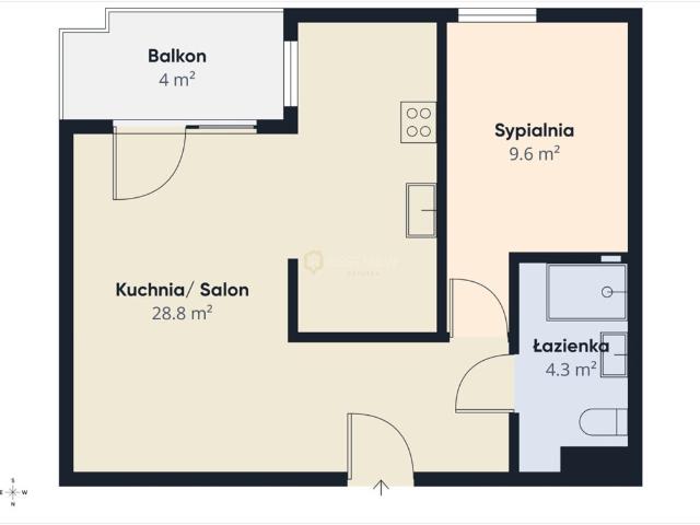 Nowoczesne 2 pokojowe mieszkanie z balkonem i garażem