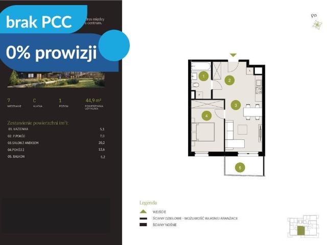 Nowoczesne 2 pokojowe mieszkanie z ogródkiem i balkonem zapraszam