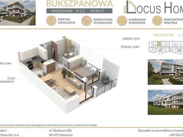 Nowoczesne 2 pokojowe mieszkanie z balkonem