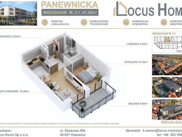 Nowoczesne 2 pokojowe mieszkanie z balkonem