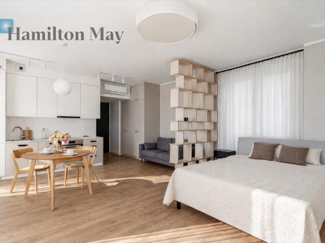 Nowoczesne studio 39,7 m² z balkonem, wysokie 14 piętro