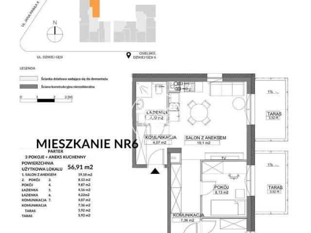 Nowoczesne 3 pokoje z dwoma tarasami i balkonem