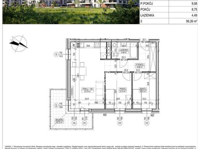 Nowoczesne 3 pokojowe mieszkanie 56 m² w Fordonie