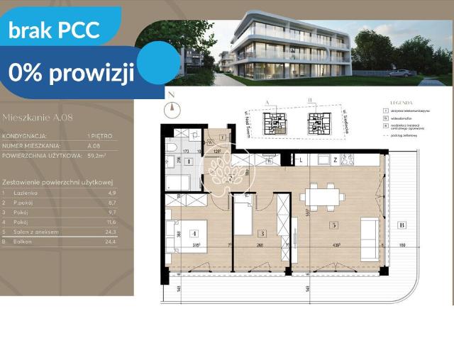 Na sprzedaż nowoczesne 3 pokojowe mieszkanie z ogródkiem i balkonem