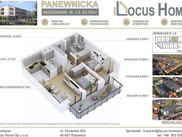 Nowoczesne 3 pokojowe mieszkanie z balkonem M 1.9