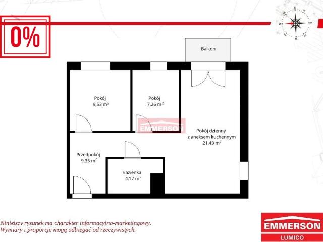 Nowoczesne 3 pokojowe mieszkanie z balkonem i garażem