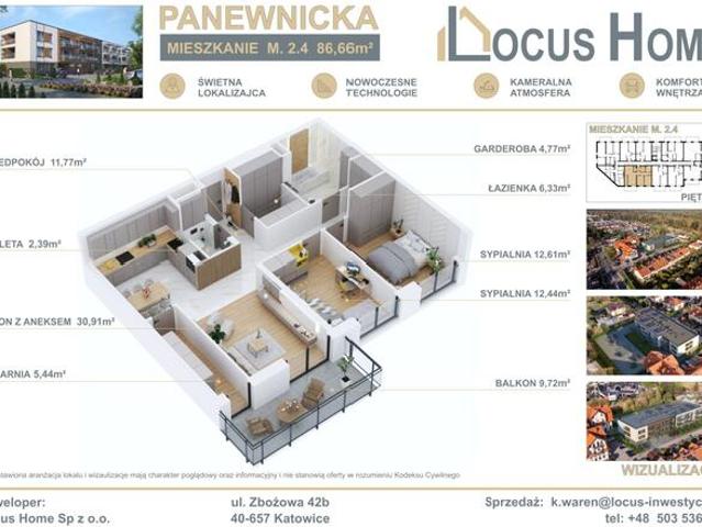Nowoczesne 3 pokojowe mieszkanie z balkonem