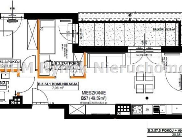 Nowoczesne 3 pokojowe mieszkanie z dużym balkonem