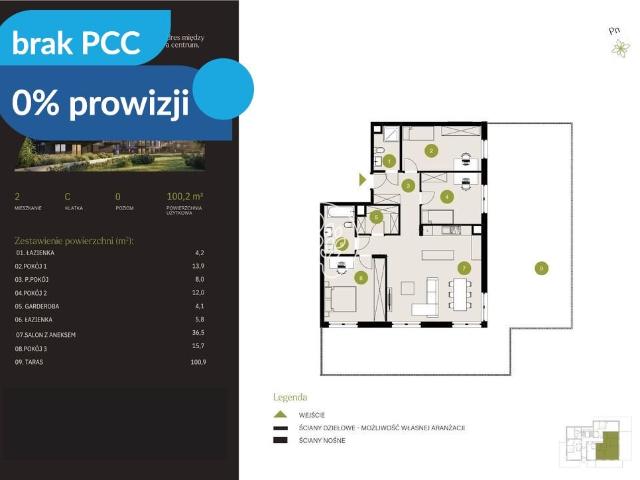 Polecam nowoczesne 4 pokojowe mieszkanie z balkonem i ogródkiem