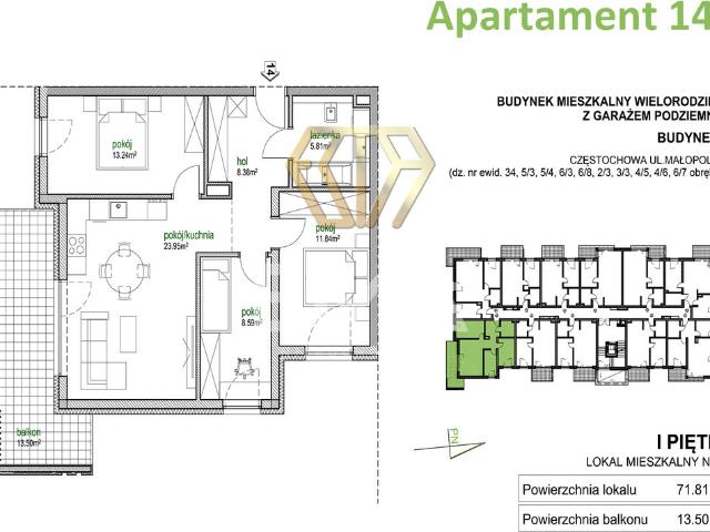 Nowoczesne 4 pokojowe mieszkanie z balkonem w Parkitce