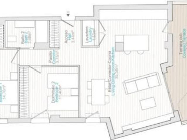 Nuevo apartamento de 2 habitaciones y 2 baños en Villa Joyosa