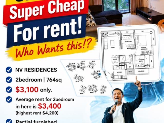 NV Residences Condominium For Rent, $3,100, 2 Bed 2 Bath 764 sqft $4.06 psf