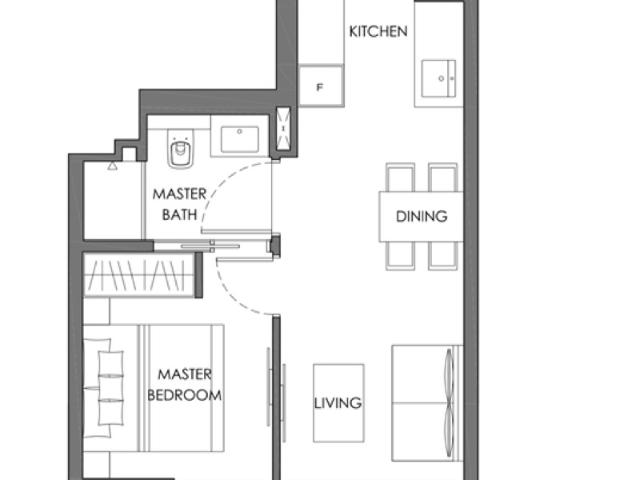 Nyon Condominium For Rent, $4,000, 1 Bed 1 Bath 484 sqft $8.26 psf