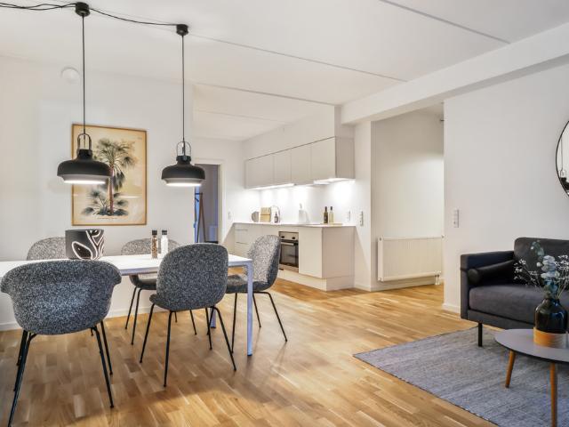 Nyopført 3 værelses lejlighed i Brokvarteret