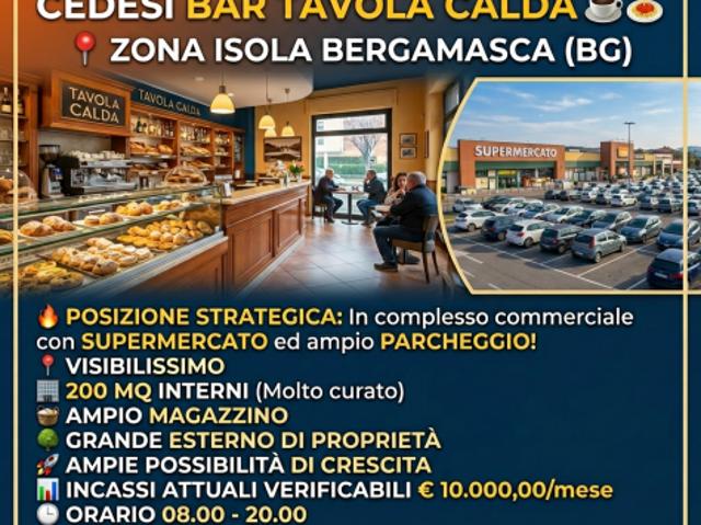 Occasione nell'Isola Bergamasca, avviato bar tavola calda rif. BAR538