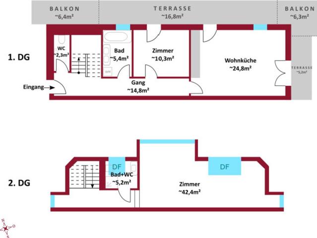 Oberes Mühlwasser und U2 Nähe: klimatisierte Dachgeschoss Maisonette mit Rundum Terrassen und Gemeinschaftsgarten – Klimaanlage I Tiefgaragenplatz I Fußbodenheizung & kühlung I Individuelle Gestaltung möglich!