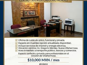 Oficina en renta en el Centro, sobre Avenida Gregorio Mendez