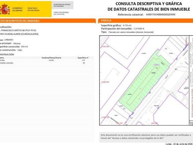 OFICINA EN VENTA CALLE FRANCISCO ARITIO 66