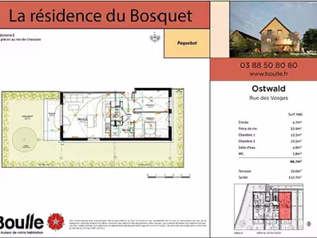 Ostwald 67540 Location appartement 3 pièces t3 terrasse