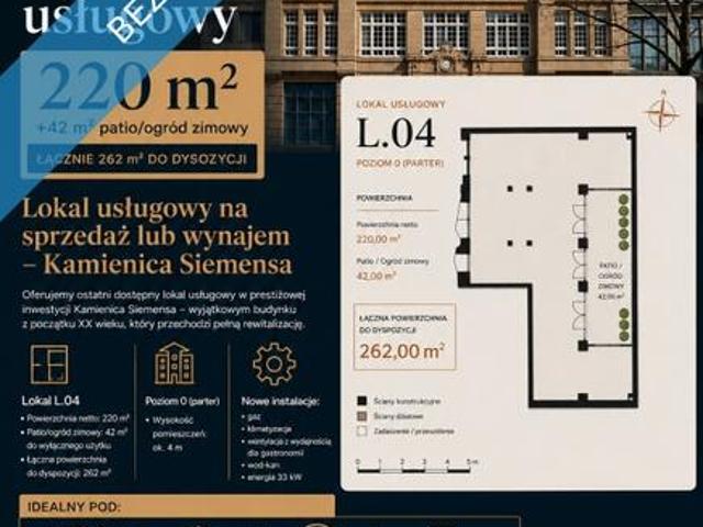 OSTATNI lokal usługowy, 262 m2, Piotrkowska 96