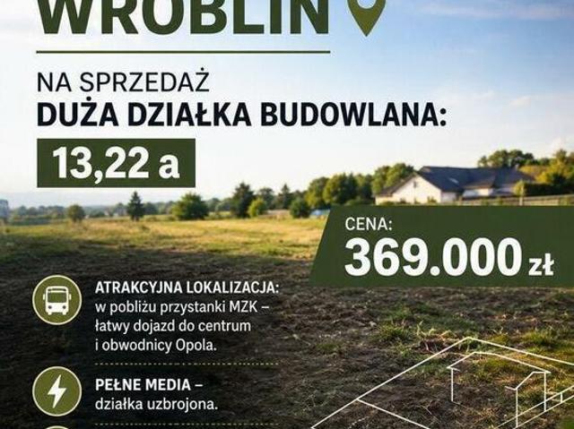 Opole Wróblin duża w pełni uzbrojona działka na sprzedaż