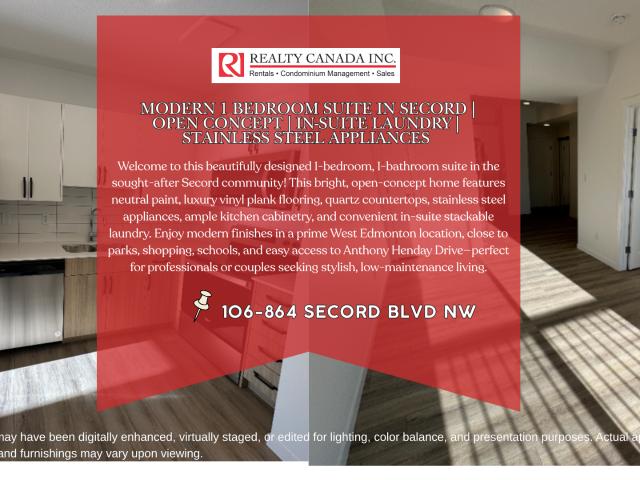 Open Concept One Bedroom with Ensuite Laundry in Secord PN0054 Open Concept One Bedroom with Ensuite Laundry in Secord PN0054 [object Promise] for Rent