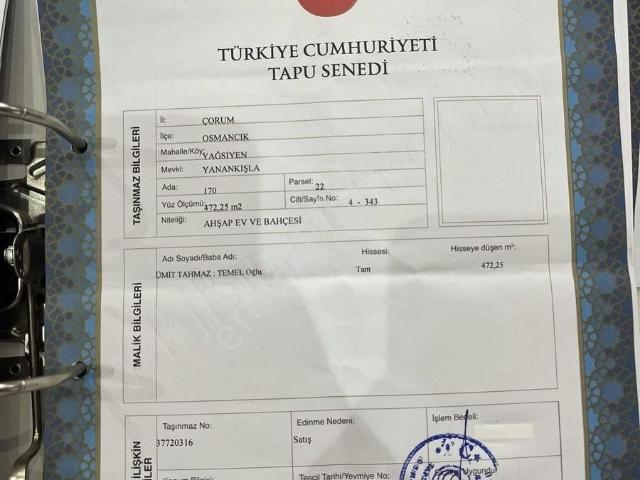 Çorum Osmancık Müstakil Ev Tapu Sahibi Perta Emlak Ümit Tahmaz