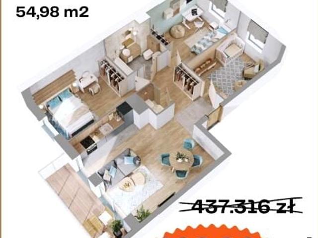 Płk. Dyplomowanego Ludwika Bociańskiego 54,98 m², Ostrów Mazowiecka