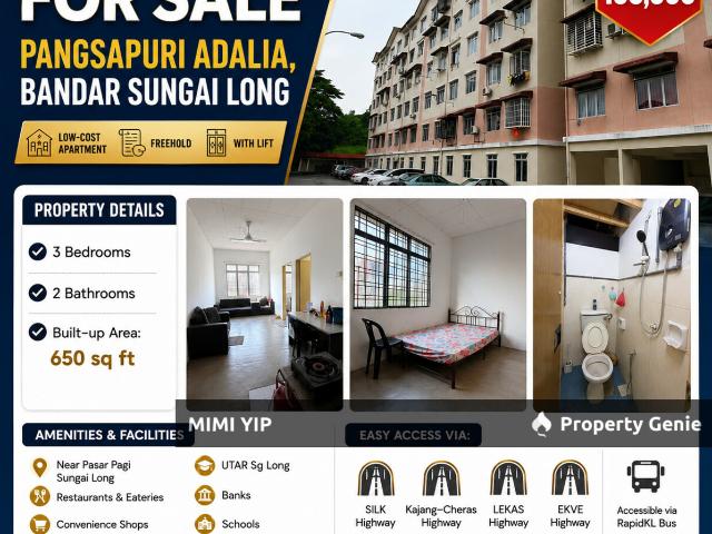 Pangsapuri Adalia Bandar Sungai Long 3R2B | RM158,000