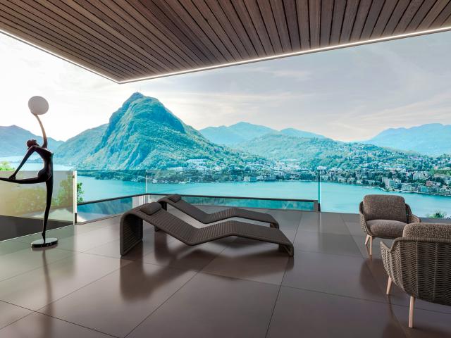 Panorama Villa in Aldesago Einzigartiges innovatives Projekt seiner Art