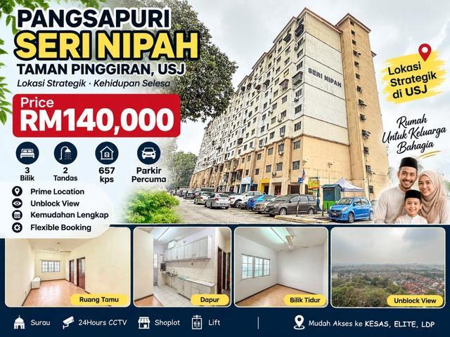 Paling murah 3R 2B Pangsapuri Seri Nipah Taman Pinggiran USJ