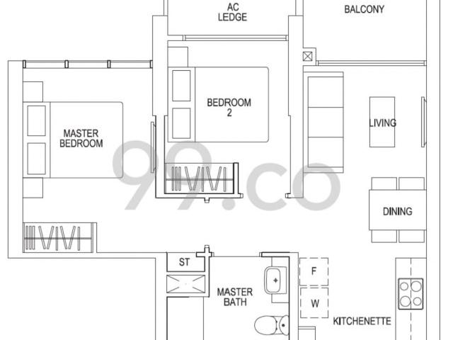 Parc Riviera Condominium Room Rental, $1,500, 1 Bed 1 Bath 150 sqft $10.00 psf