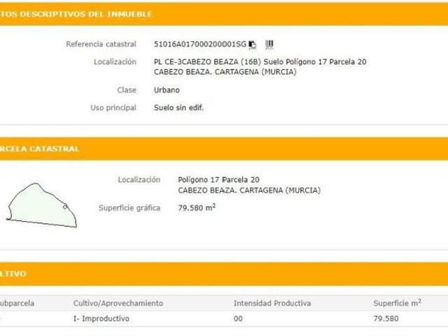 Parcela en Plaza CE 3CABEZO BEAZA 16B, Cartagena